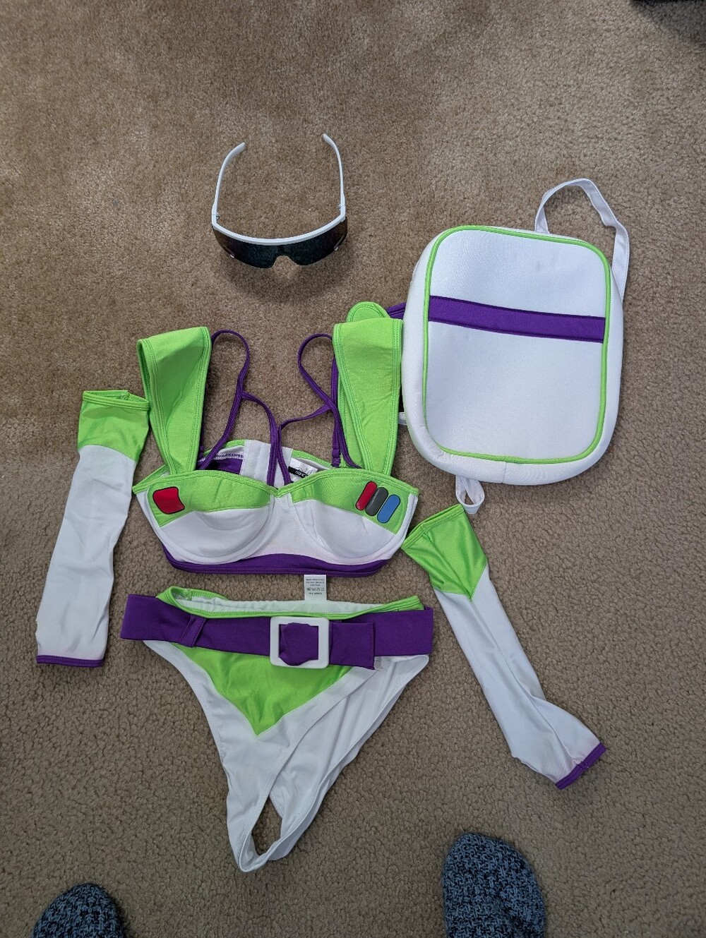 Buzz Lightyear Inspired Halloween Costume Set in White, Green & Purple